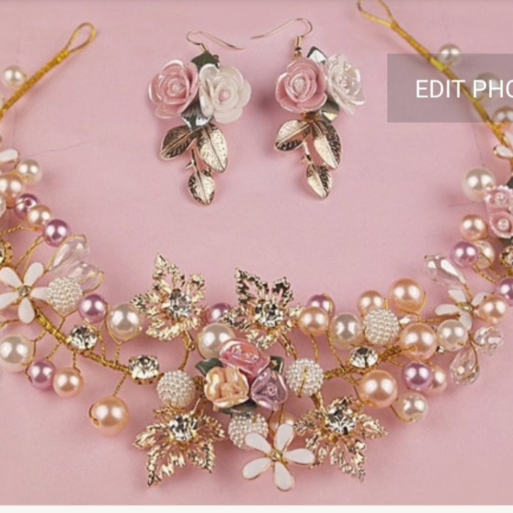 Handmade Wedding crown with earrings to match..